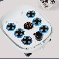 フットバス 足湯 バケツ 深め 保温・加熱機能 温度調節可能 タイマー 滅菌 シャワー機能 24個の電動もみ玉 隠し電源収納 隠し排水口 取っ手付き キャスター付き 蓋付き 日本語取扱説明書の画像