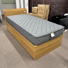 美品！シングルサイズ☆引出し収納付☆フレーム、マットレスセット☆お買得ベッド☆の画像