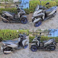 【普通免許仕様もOK】トリシティ155 SG37J最終型 走行2万km台 SP忠男マフラー LED補助灯 自賠責保険たっぷり★TRIX★の画像