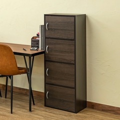 4段鍵付き　カラーボックス　扉付きラック