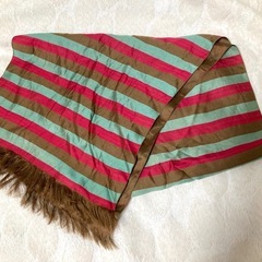 リバーシブルスカーフ　シルク　ストライプ＆ブラウンスカーフ:ファッション小物の画像