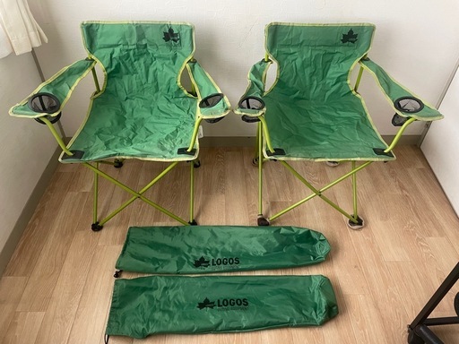 ☆ LOGOS ロゴス ☆ アウトドアチェア 2脚 グリーン Wドリンクホルダー ☆ LOGOS ロゴス ☆ アウトドアチェア 2脚セット グリーン キャンプ W