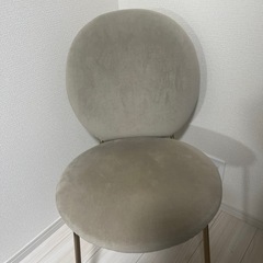 美品✨ベージュ×ゴールド　ベロアチェア　椅子の画像