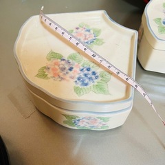 美濃焼 回転式 菓子器 6つ仕切り 陶器 小物入れ 花柄 レトロの画像