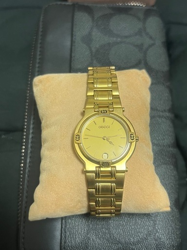 美品 グッチ GUCCI 9200M ゴールド デイト メンズ 腕時計 