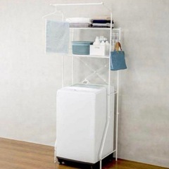 ニトリ 洗濯機ラック クルス ピュアホワイト ランドリーラックの画像