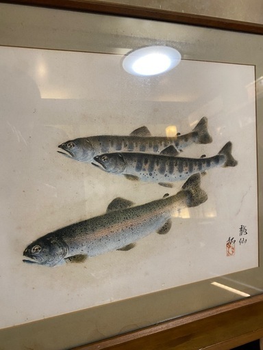 龍仙筆 淡水魚図 ヤマメとニジマス 写生画