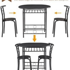 VECELO ダイニングテーブルセット 2人掛けの画像