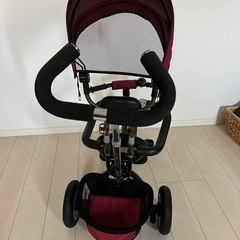 Neb:o 屋根付き三輪車　室内保管　ワインレッド カゴ付きの画像