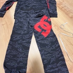 キッズ　DC スウェット　上下セット　セットアップ　ジャージ 160cm 黒/赤の画像