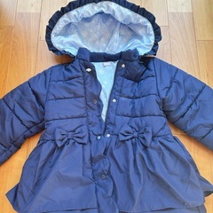 【新品未使用】axes femme kids リボン付きネイビー中綿コートの画像