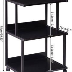 IBUYKE プリンター台 3段 ワゴン キャスター付きデスク下収納 木製 3段の画像