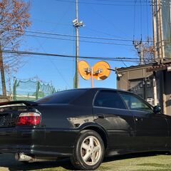 ローンは毎月39,400円～　トヨタ　チェイサー　ツアラーV　純正５速ミッションＲ１５４載替公認取得済み　ＭＴ用メーターカバー　ＫＹＢスーパースペシャルアイバッハダウンサス　柿本改ｋａｋｉｍｏｔｏ・Ｒマフラー　純正エアロ　後期モデルの画像