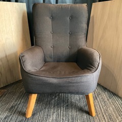 1人掛けソファ　布地・ブラウン　ハイバックの画像