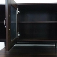 落ち着きのある未使用品・幅90cmウォルナット調レンジボードの画像