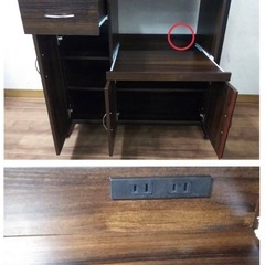 落ち着きのある未使用品・幅90cmウォルナット調レンジボードの画像