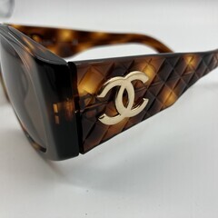 CHANEL シャネル 01450 912/35 べっ甲調 ブラウン サングラス ココマーク ケース付き イタリア製の画像