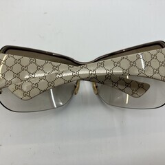 GUCCI グッチ サングラス GG1825/S オーバーサイズ シールド型 大判レンズ GG柄テンプル ベージュ ブラウン系 イタリア製 ケース付の画像