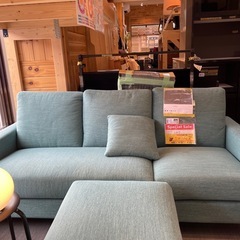 配達可【3人掛けソファ】【緑色】クリーニング済み【管理番号】1213の画像