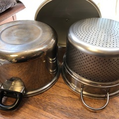 安心ステンレス製両手鍋◆パスタ鍋の画像
