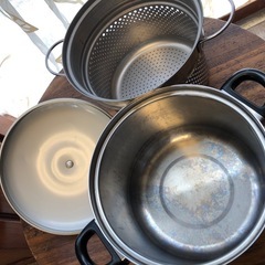 安心ステンレス製両手鍋◆パスタ鍋の画像