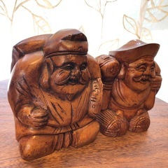 木彫り◆手彫り◇七福神◆大黒様◇恵比寿様セット◆彫刻の画像