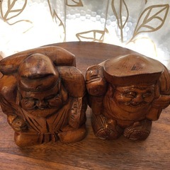 木彫り◆手彫り◇七福神◆大黒様◇恵比寿様セット◆彫刻の画像