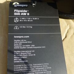 カメラレンズバッグ、Lowepro　Flipside　５００AW１１の画像