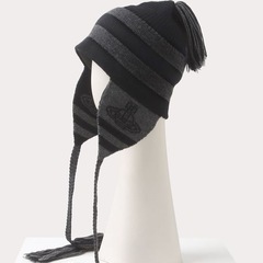 Vivienne Westwood ORB オーブ ボーダー ニット帽 ブラックの画像