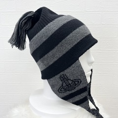 Vivienne Westwood ORB オーブ ボーダー ニット帽 ブラックの画像