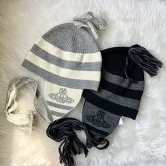 Vivienne Westwood ORB オーブ ボーダー ニット帽 ブラックの画像