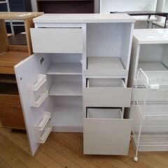 ★リユースのサカイつくば店★TK7669  レンジ台 アイボリー H118×D42×W80 クリーニング済みの画像