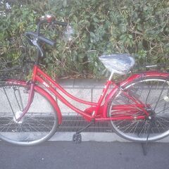 整備済み中古自転車　27インチ　税別￥9.980-　LEDオートライト　赤1213　軽快車　ママチャリの画像