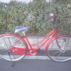 整備済み中古自転車　27インチ　税別￥9.980-　LEDオートライト　赤1213　軽快車　ママチャリの画像