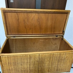 ラタン　藤　竹　収納　ベンチ　チェア　2人掛けの画像