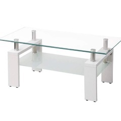 ガラステーブル コーヒーテーブル ホワイト 強化ガラス