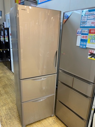 12/25値下げしました！?HITACHI  ファミリー冷蔵庫 ? 375L  ３ドア R-S38JVL 2018年式 日立 左開き 