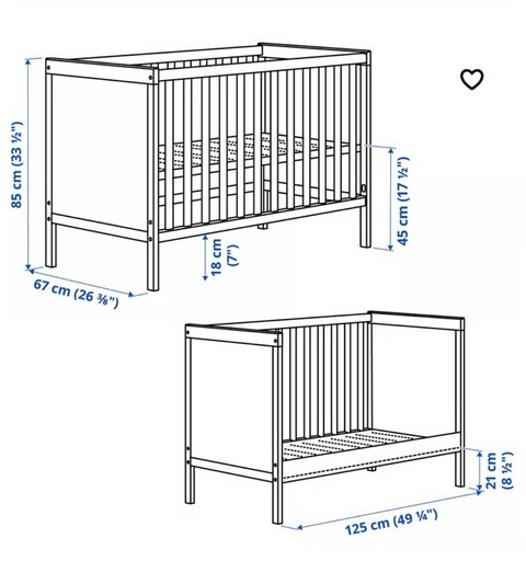 <最終値下げ
！>IKEAベビーベッド、マットレス、カバー付き