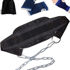 ディッピングベルト ディップスベルト ディプスベルト トレーニングベルト 長さ調節可能 収納袋 グローブ付属の画像