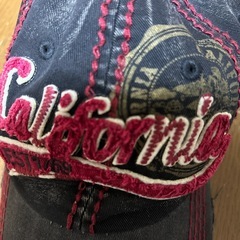 レディース　刺繍 ダメージキャップ ネイビーの画像