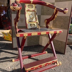 寺院仏具 ルーツ型本曲録 平安寺　住職/僧侶の椅子 漆塗/金箔/折りたたみ式の画像