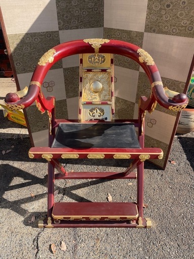 寺院仏具 ルーツ型本曲録 平安寺 住職/僧侶の椅子 漆塗/金箔/