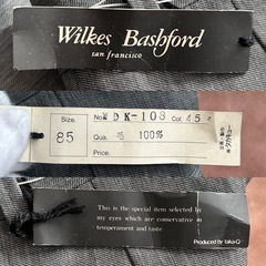 WilkesBasbfordタカキューメンズスラックスメンズズボン長ズボン長ずぼんフルレングスボトムス日本製国産国内製サイズ85毛100％キュプラ股下　約68センチ 裾幅　約22.5センチ ウエスト　約81センチの画像