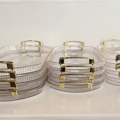 オーバル型　クリアトレイ　12個セット　飲食店　カフェ　喫茶店　業務用　おぼん　トレー　トレイ　インテリアの画像