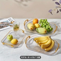 オーバル型　クリアトレイ　12個セット　飲食店　カフェ　喫茶店　業務用　おぼん　トレー　トレイ　インテリアの画像