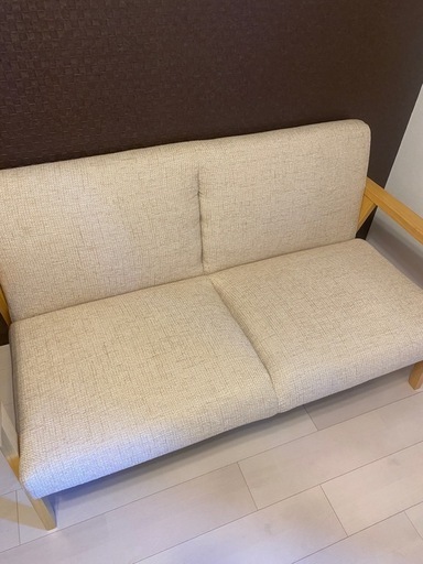 美品　カリモク　ソファ　ツイード　アイボリー