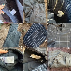 8着セット　メンズパンツセット グレー・ストライプ・チェックの画像