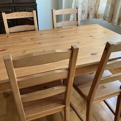 IKEA イケア 木目ダイニングテーブルセットの画像