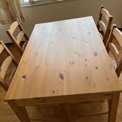 IKEA イケア 木目ダイニングテーブルセットの画像