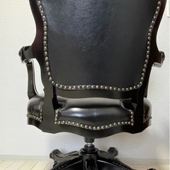 定価54,800円✨美品✨アンティーク調 ロココ調 本革デスクチェア 黒 引き取り限定の画像
